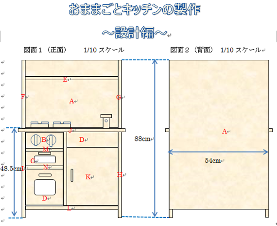 おままごとキッチン手作りへの近道 オススメ図面付きで解説いたします ぱぱさく工房